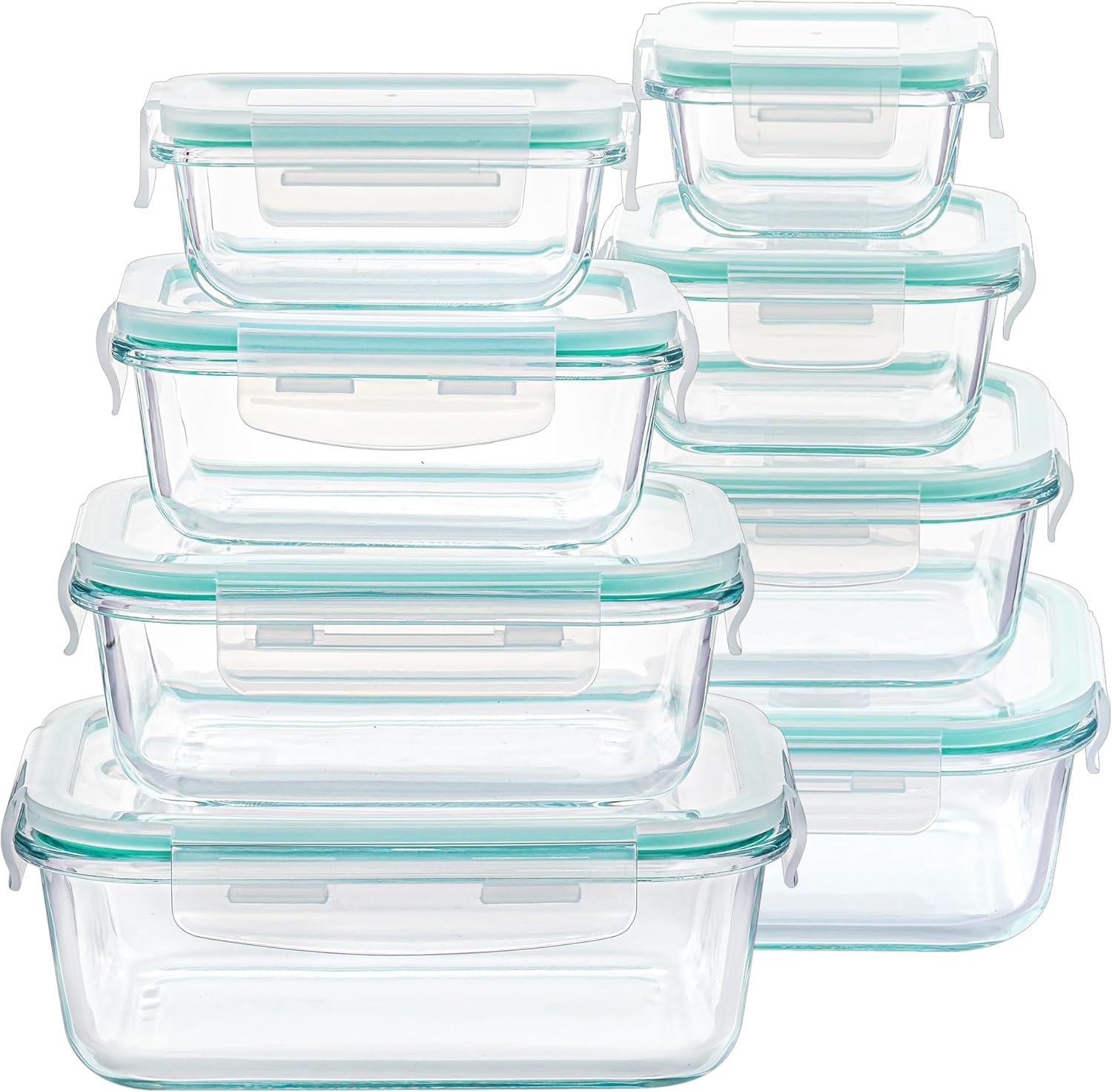 Airtight Glass Meal Prep Containers with Locking Lids - 8 Pack
