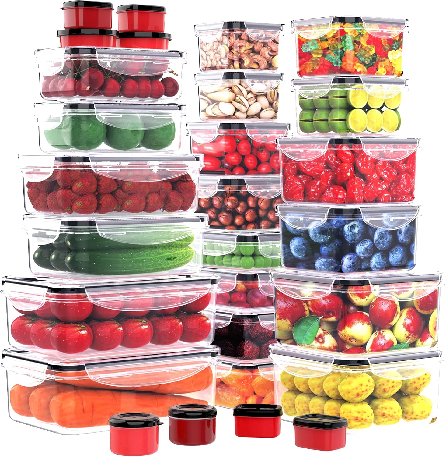 Stackable Airtight Food Storage Containers - 56 Pieces, 28 Boxes and 28 Lids
