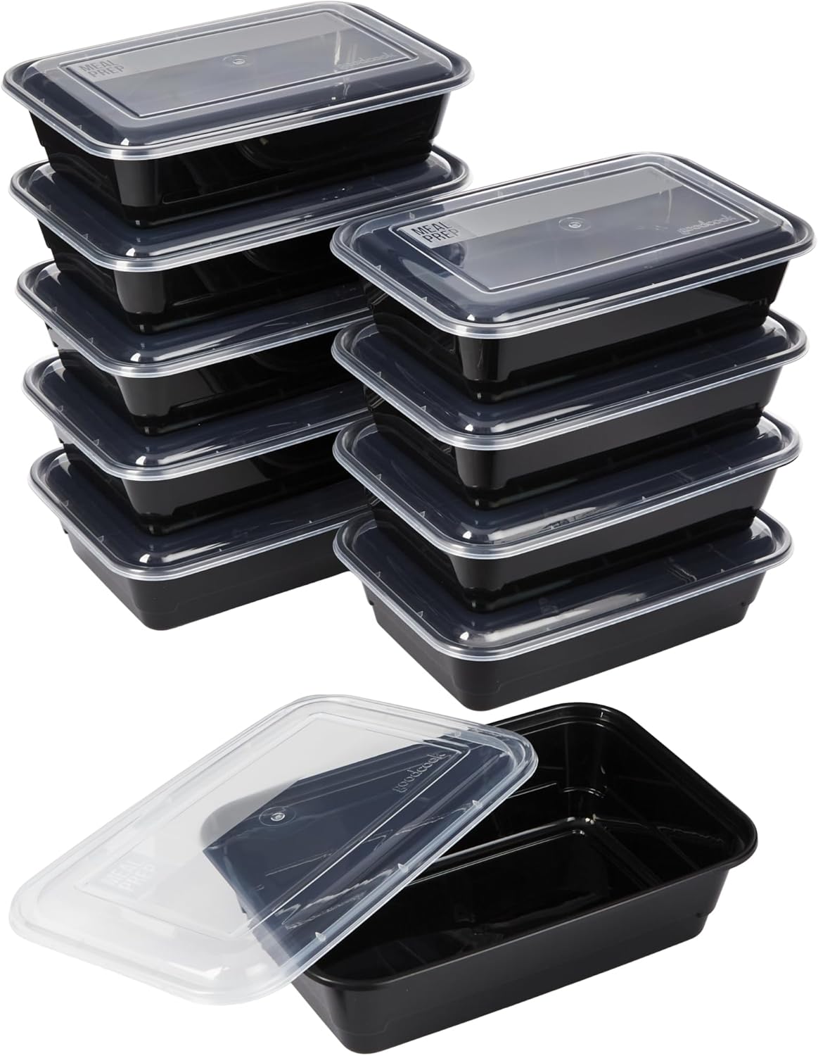 Single Compartment Meal Prep Containers - 10 Pack, Reusable
